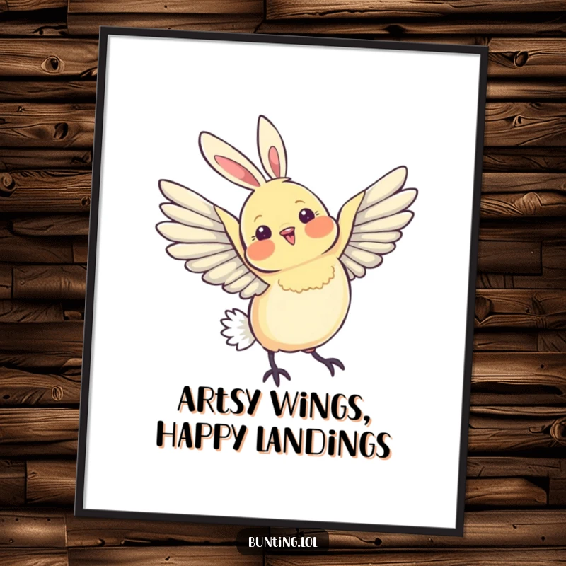 Free Printable Wall Art: A bunting bird captured mid-stretch, its wings forming a graceful arc, a symbol of freedom and beauty.