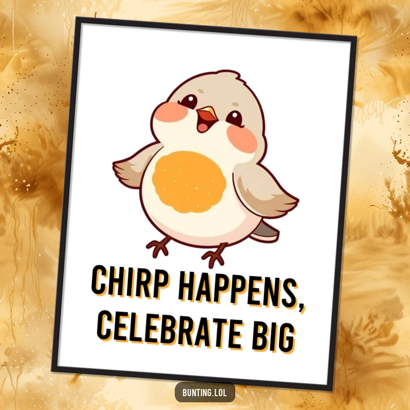 Funny Free Printable Wall Art: Small orange-chested bird chirping with joy, adding a cheerful accent, a delightful downloadable decor piece.