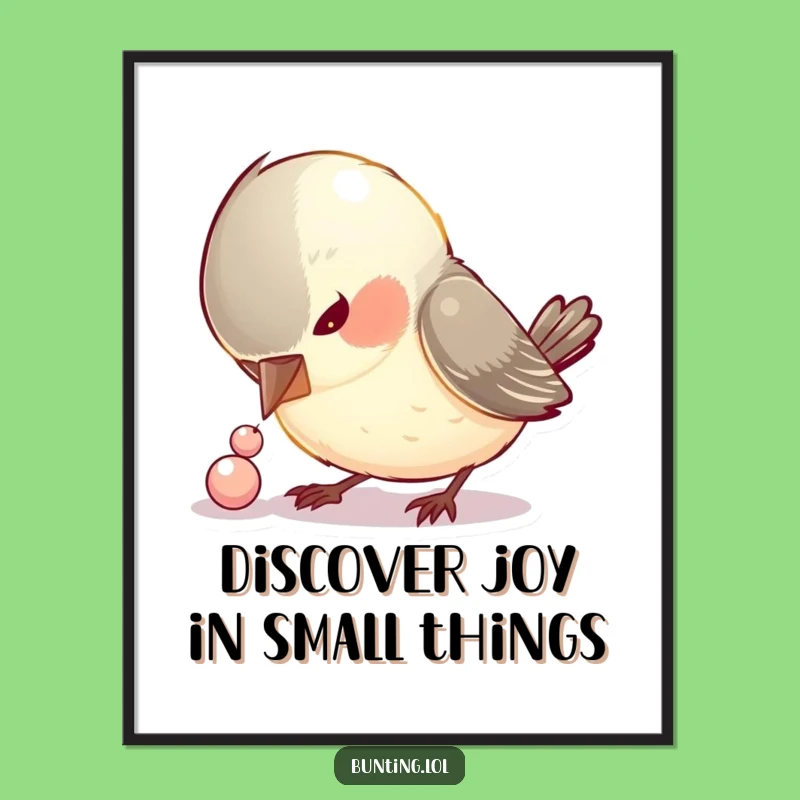 Free Printable Wall Art: Shiny Bead Bird Curiosity, Funny Downloadable Decor