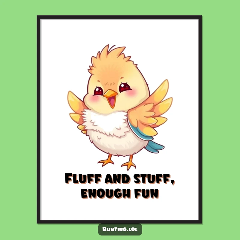 Funny Free Printable Bunting Wall Art: Fluffy Feathers Bird - Downloadable Decor