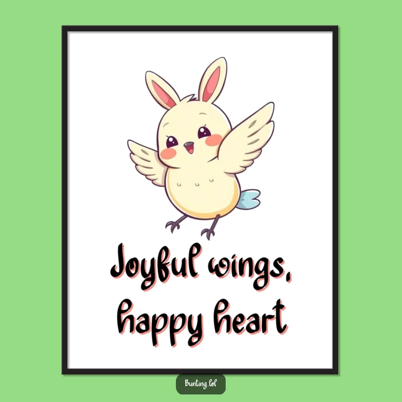 Free Printable Funny Wall Art: Fluttering Bunting Character, Downloadable & Print at Home Decor