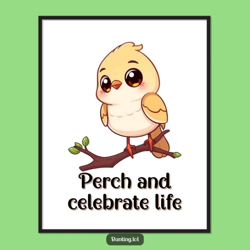 Free Printable Wall Art: Big Eyed Bird on Twig, Funny Downloadable Home Decor