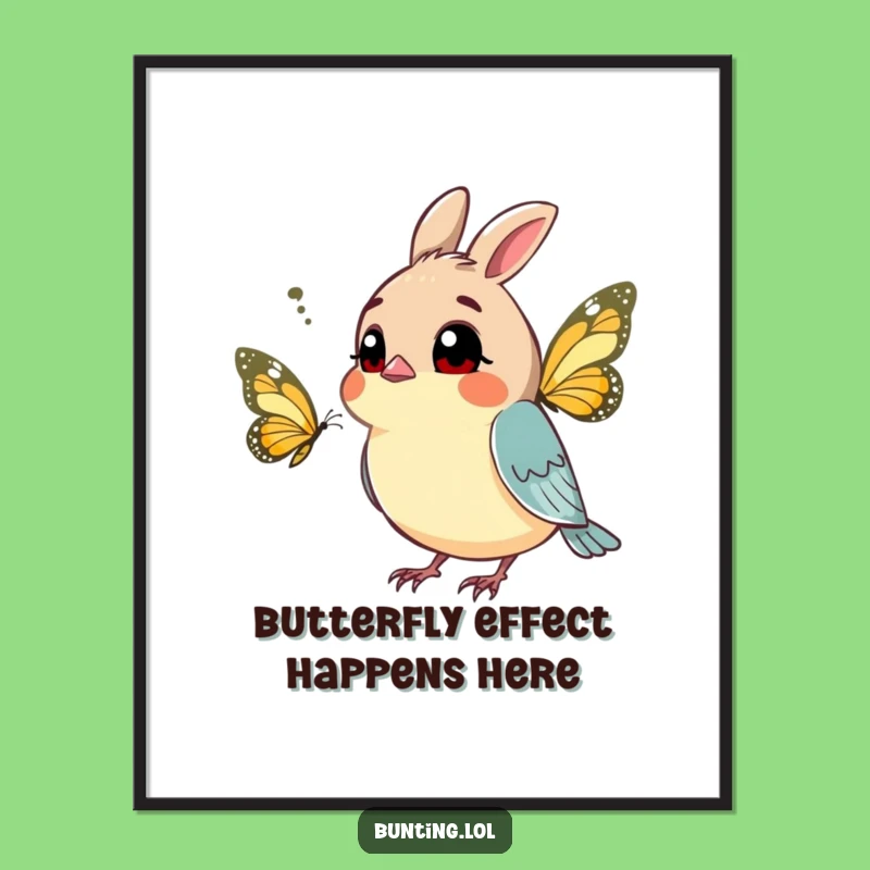 Free Printable Wall Art: Curious Bunting & Butterfly, Funny Downloadable Art