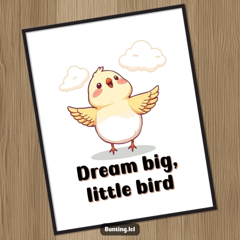 Free Printable Wall Art: A bunting bird gazing at clouds with sheer delight, creating a peaceful and inspiring art piece.