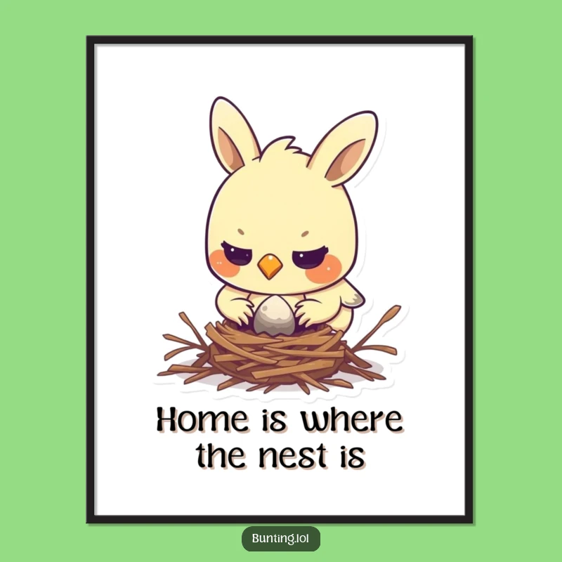 Free Printable Wall Art: Focused Bunting Nest Building, Funny Downloadable Art