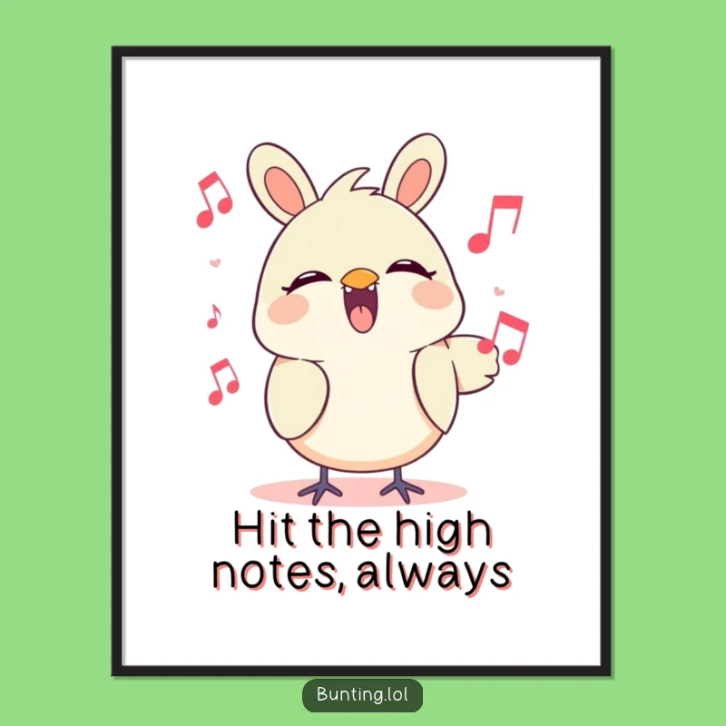 Free Printable Wall Art: Funny Singing Bunting Character, Downloadable & Print at Home Cheerful Melody Decor
