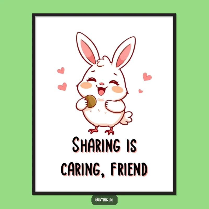 Free Printable Wall Art: Generous Bunting Sharing Seed, Funny Downloadable Art