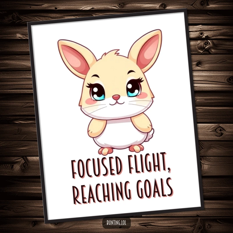 Funny Free Printable Wall Art: A bunting with intensely bright, determined eyes stares forward, ready to conquer anything.