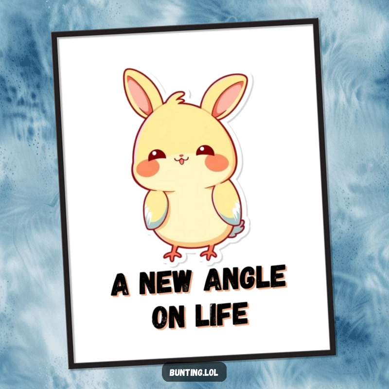 Funny Free Printable Wall Art of a bunting character playfully tilting its head, adding a dash of curious charm.