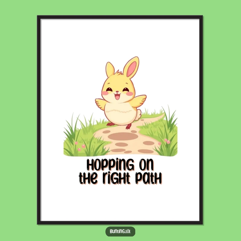 Funny Free Printable Wall Art: Hopping Bunting Bird, Whimsical Downloadable Decor for a Lively Space