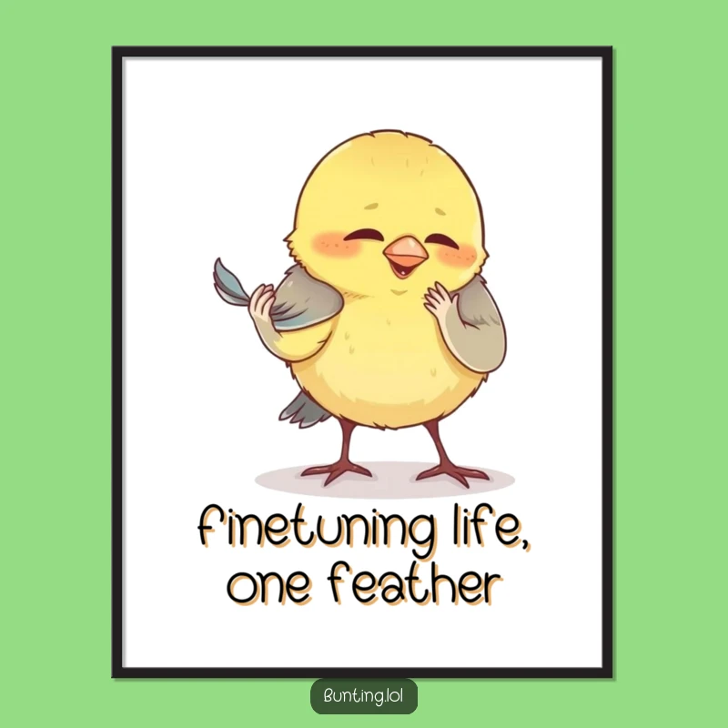 Funny Free Printable Wall Art: Preening Bunting Bird - Detail Oriented Decor Download