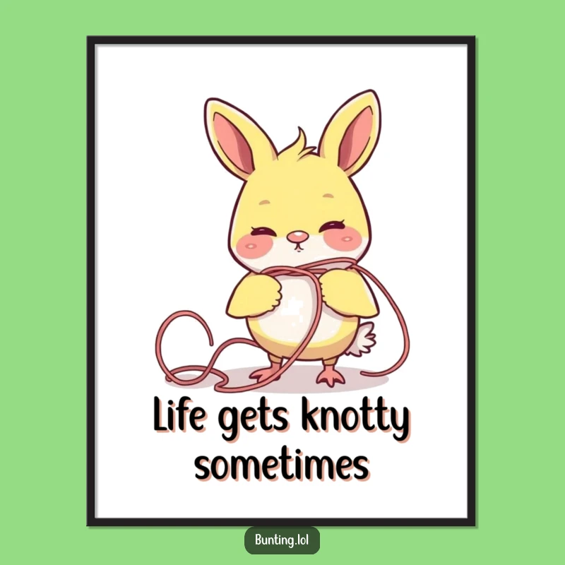 Funny Free Printable Wall Art: Tangled Bunting Chaos, Downloadable Home Decor