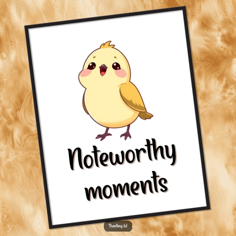 Funny Free Printable Wall Art: A bunting bird tilts its head, appearing to savor the notes of a beautiful song. Downloadable decor.