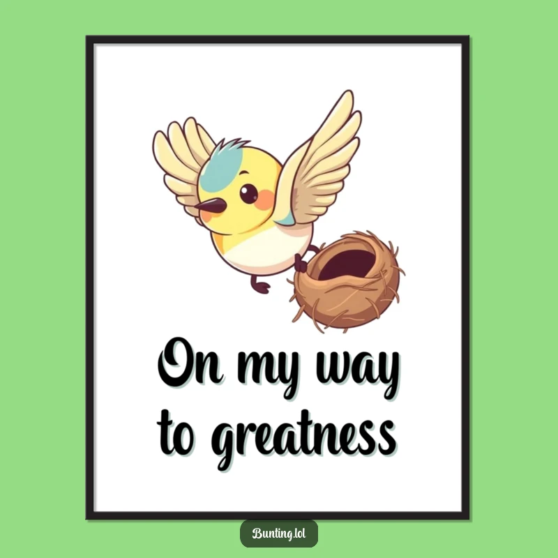 Free Printable Wall Art: Determined Bunting, Focused Flight Decor, Humorous Downloadable Art