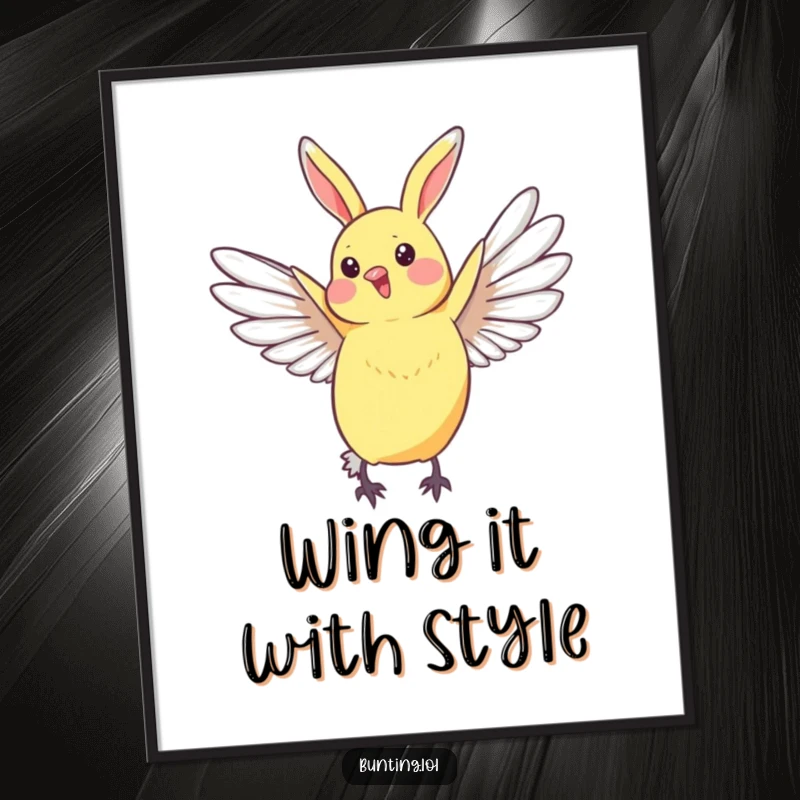 Funny Free Printable Wall Art: Bunting's wings extended in a graceful arc. Elegant, downloadable decor for any room.