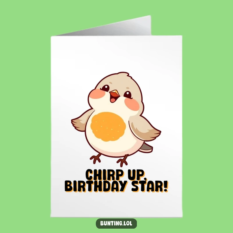 Free Printable Birthday Card: Chirpy Orange Bird Greeting, Funny Downloadable Gift for Her