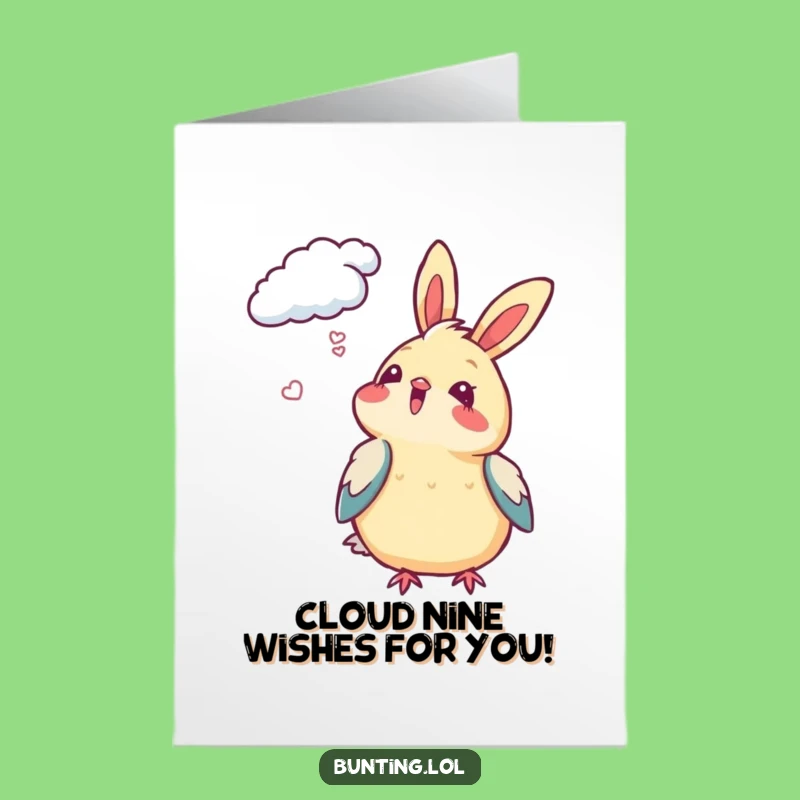 Free Printable Birthday Card: Delighted Bunting Gazing Skyward for Your Big Day