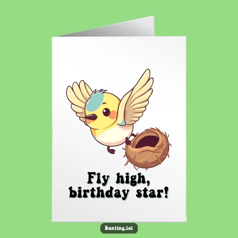 Free Printable Birthday Card: Determined Bunting, Focused Flight, Funny DIY Digital Gift