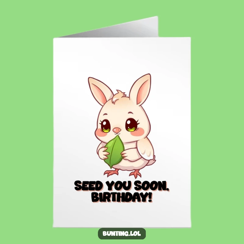 Free Printable Birthday Card: Focused Bunting Bird, Funny Downloadable Greeting for a Nutty Celebration