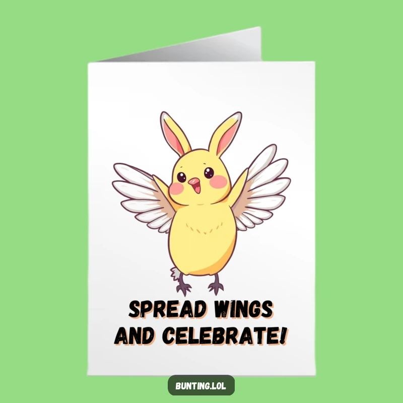 Free Printable Birthday Card: Graceful Bunting Wings for a Joyful Birthday