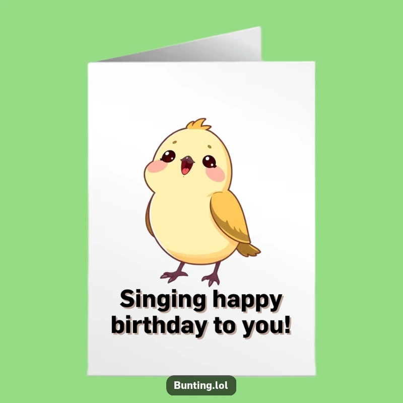 Free Printable Birthday Card: Musical Bunting Bird, Funny Downloadable Greeting for a Harmonious Celebration