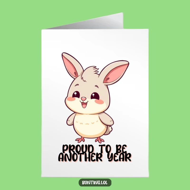 Free Printable Birthday Card: Proud Bunting Head Bobs, Downloadable & Print at Home Celebration