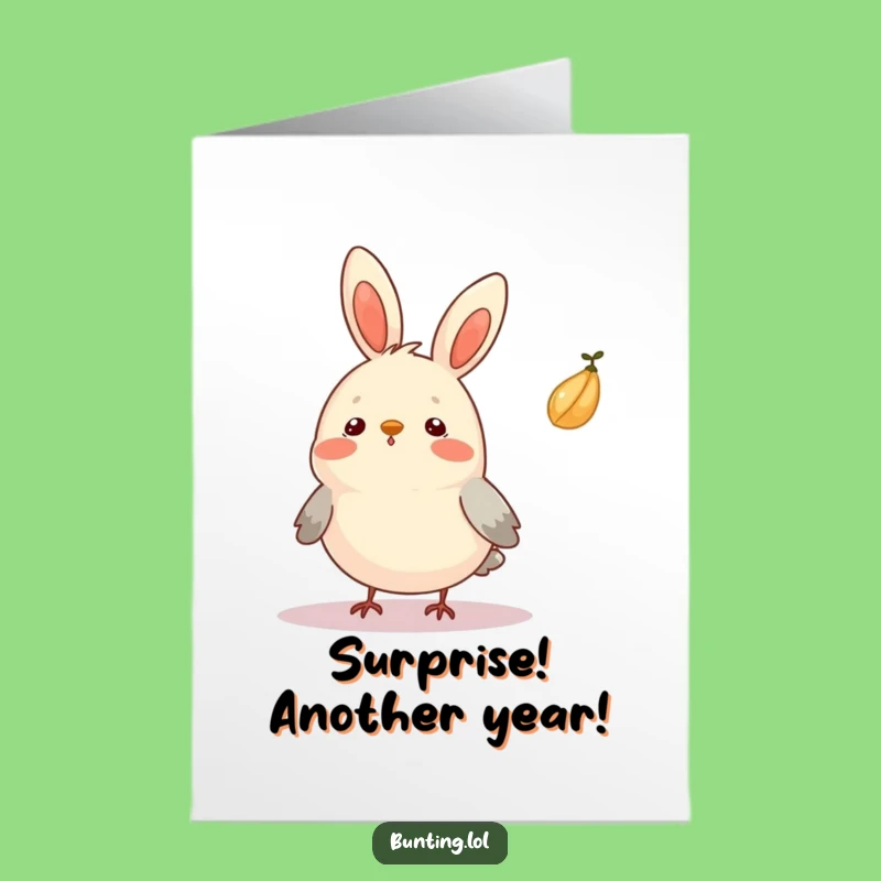 Free Printable Birthday Card: Surprised Bunting, Funny Downloadable Gift for a Quirky Celebration!