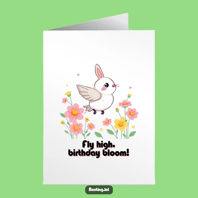 Free Printable Birthday Card: Zippy Bunting, Funny Downloadable Gift for a Floral Fiesta!