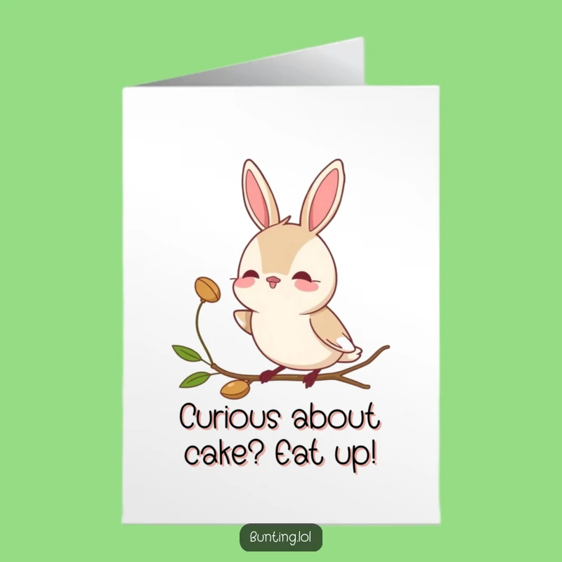 Free Printable Bunting Birthday Card: Curious Bird Funny Downloadable Gift
