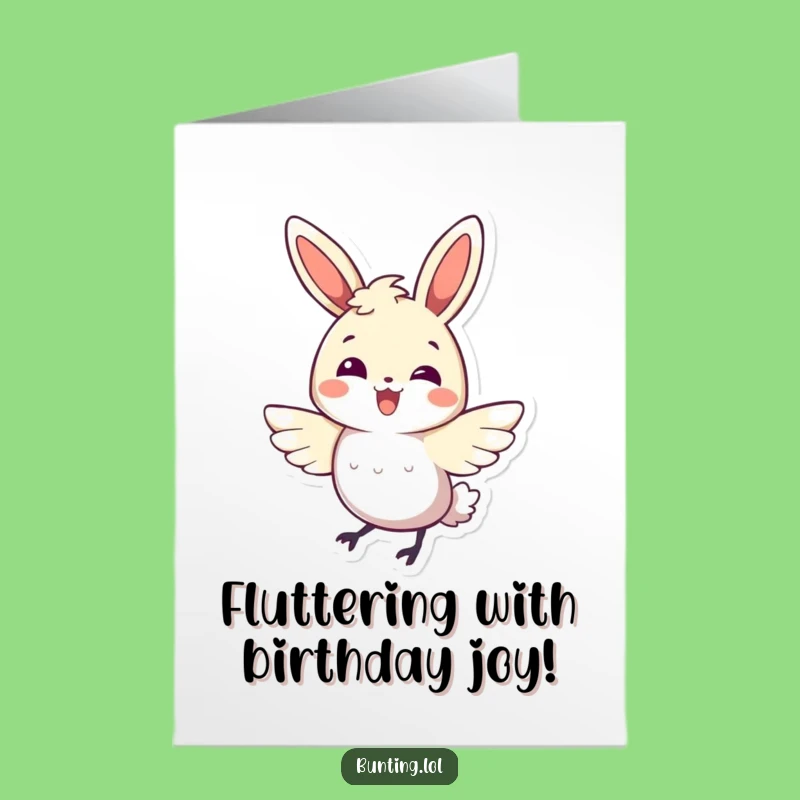 Free Printable Bunting Birthday Card: Joyful Bird Flutter Funny Gift