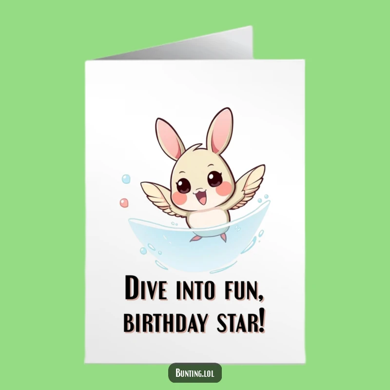 Free Printable Bunting Dive Birthday Card: Funny Downloadable Gift for Bird Lovers