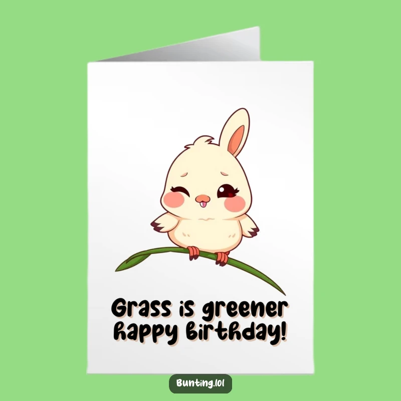 Free Printable Birthday Card: Mischievous Bunting Wink Funny Downloadable Gift