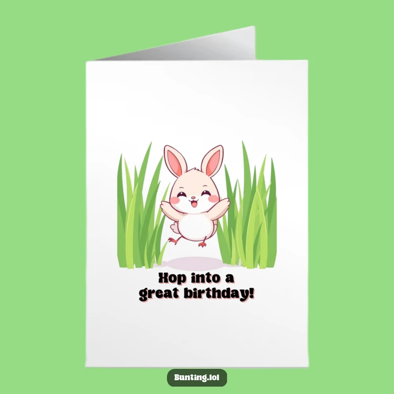Free Printable Bunting Hop Birthday Card: Funny Downloadable Gift for Joyful Celebrations