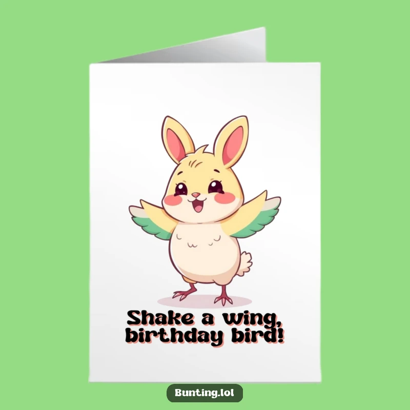 Free Printable Funny Birthday Card: Dancing Bunting, Joyful Downloadable & Print at Home Fun