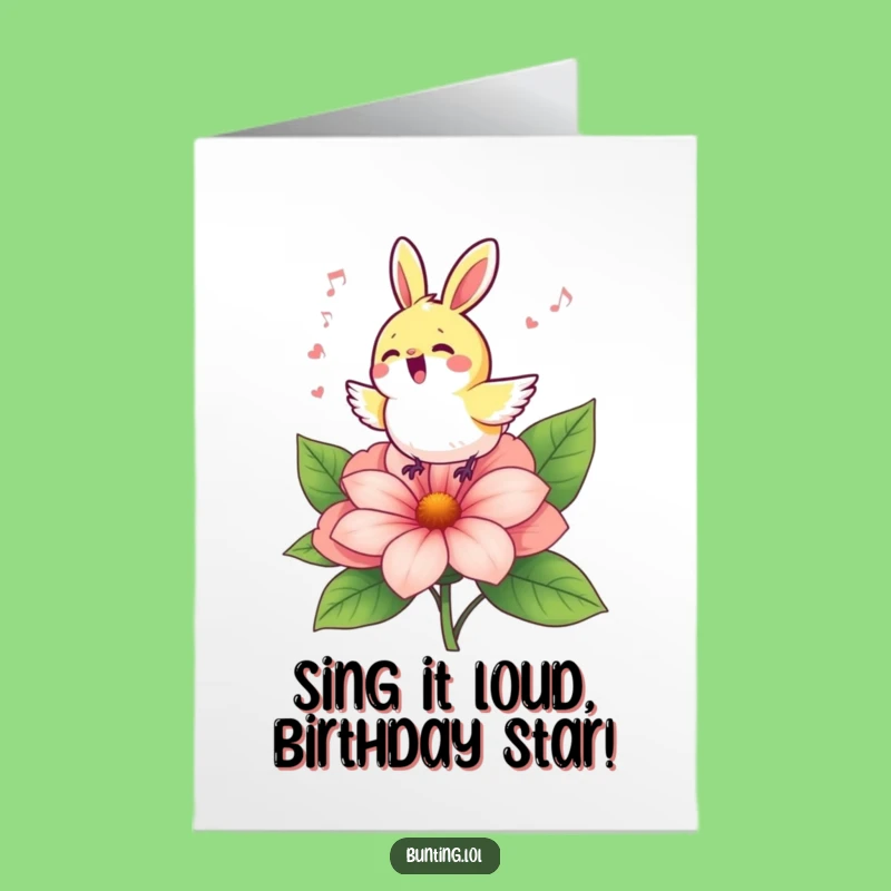 Free Printable Birthday Card: Cheerful Bunting Sings Song, Funny Downloadable Gift