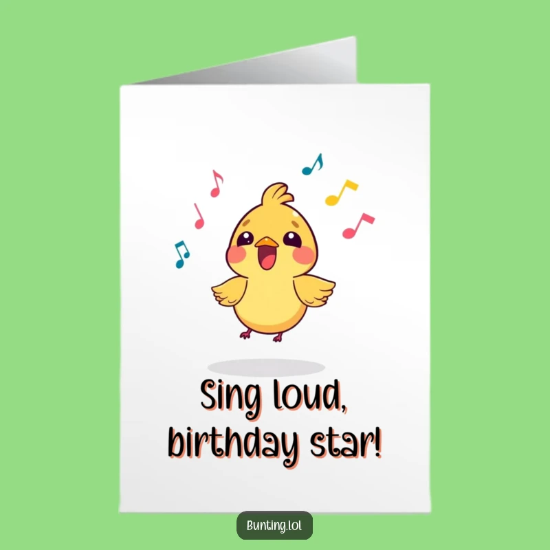 Free Printable Birthday Card: Singing Bird Fun, Downloadable Gift for Music Lovers