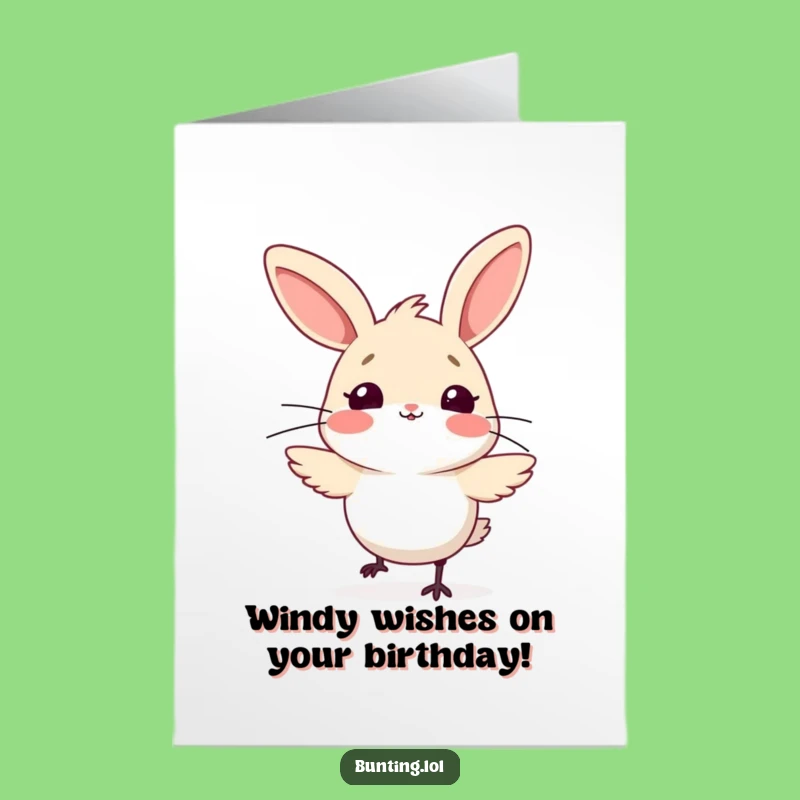 Windblown Bunting: Funny Free Printable Birthday Card Surprise Downloadable Gift