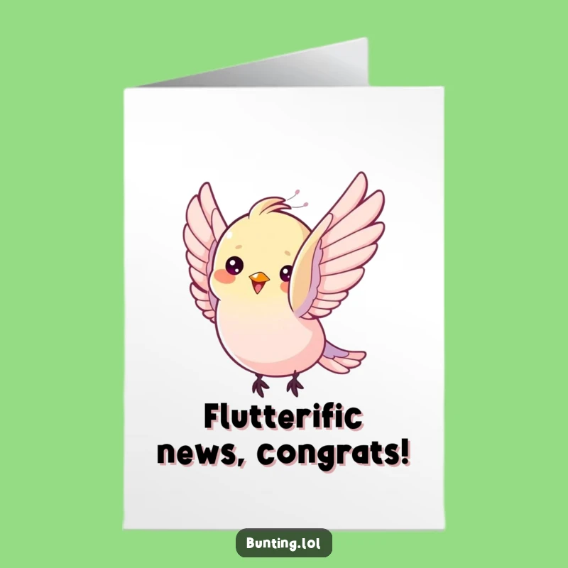 Free Printable Congrats Card: Joyful Bunting Bird - Exciting Moment