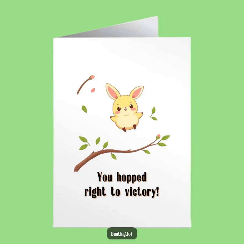 Free Printable Bunting Congratulations Card: Funny Hopping Bird Downloadable Gift