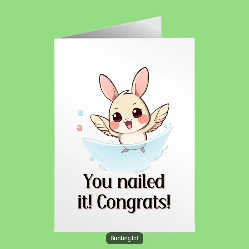 Free Printable Bunting Dive Congrats Card: Funny Downloadable Gift for Achievements