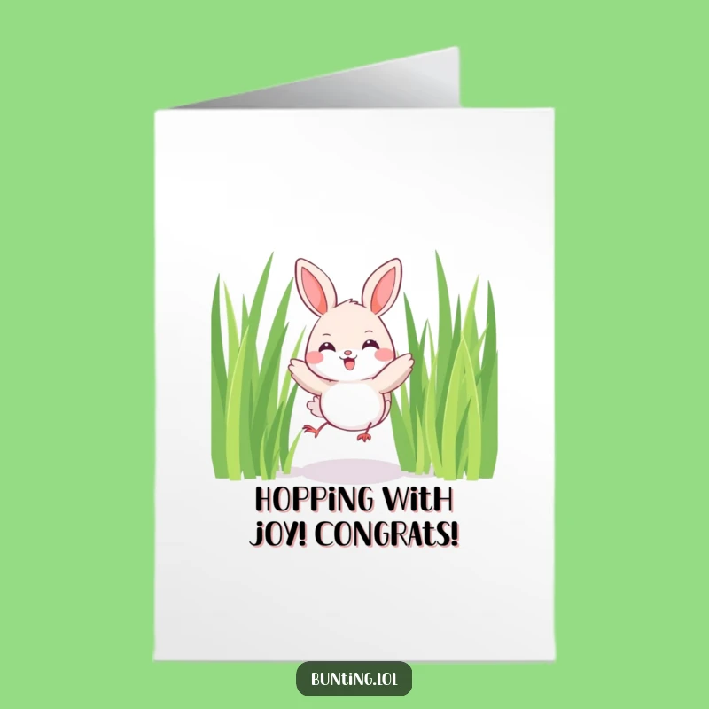 Free Printable Bunting Hop Congrats Card: Funny Downloadable Gift for Happy Moments