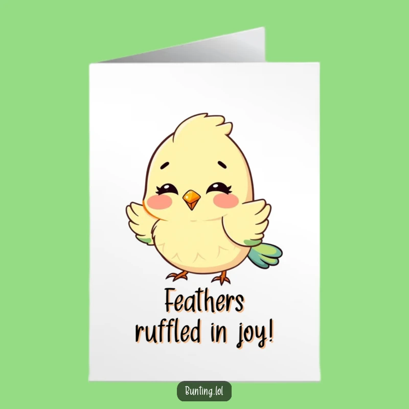 Free Printable Congrats Card: Bunting Fluffs Feathers in Joy, Downloadable & Print at Home Success