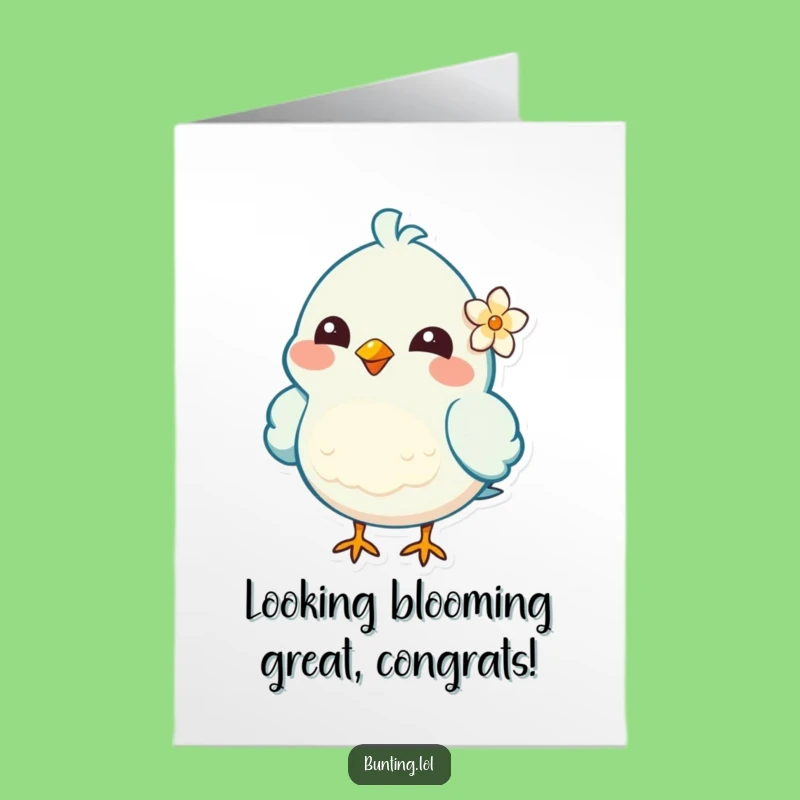 Free Printable Congrats Card: Cheerful Bird Blossom, Downloadable Art for Sweet Success