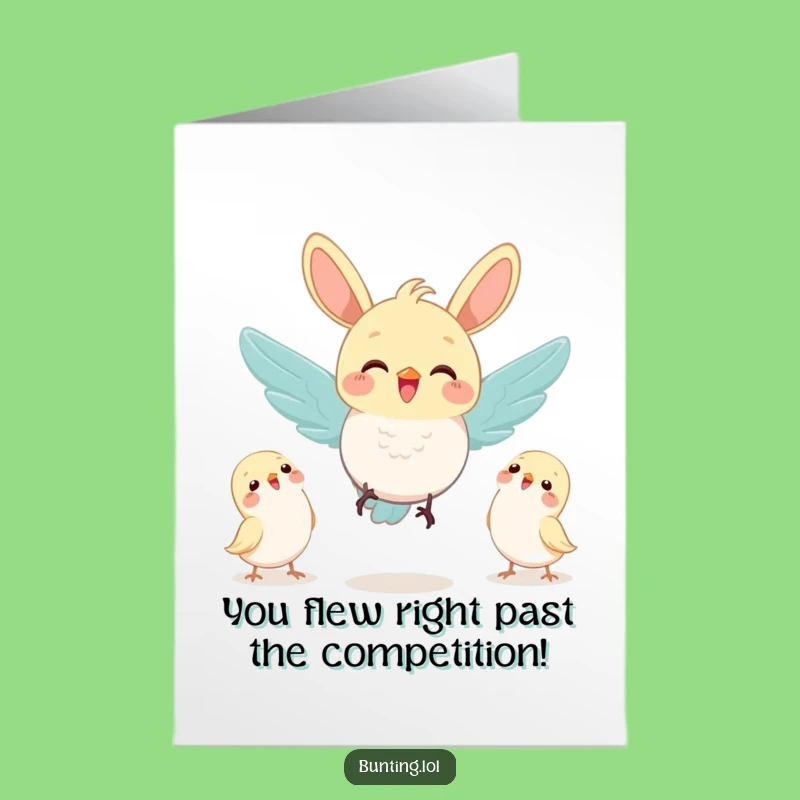 Free Printable Congrats Card: Bunting Flies to Celebrate, Funny Downloadable Gift