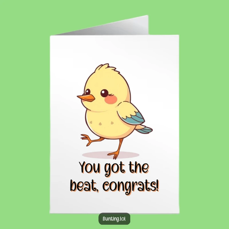 Free Printable Congrats Card: Tapping Bird Rhythm, Downloadable Art for Dancing to Success