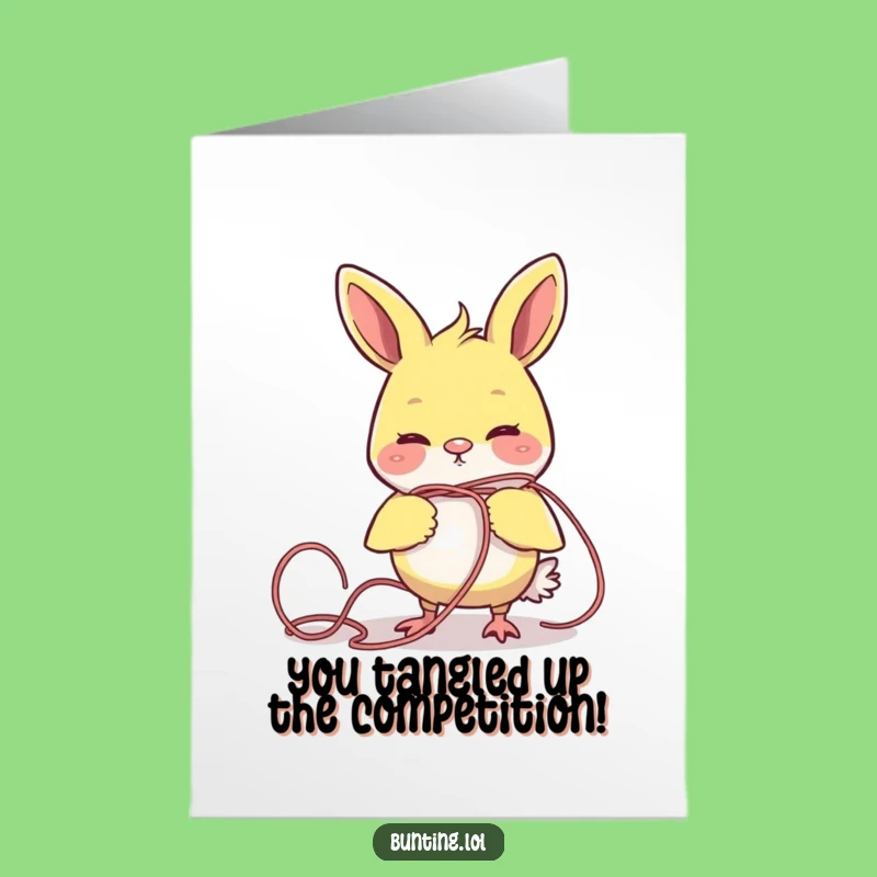 Free Printable Congrats Card: Tangled Bunting's Big Win, Funny Downloadable Gift