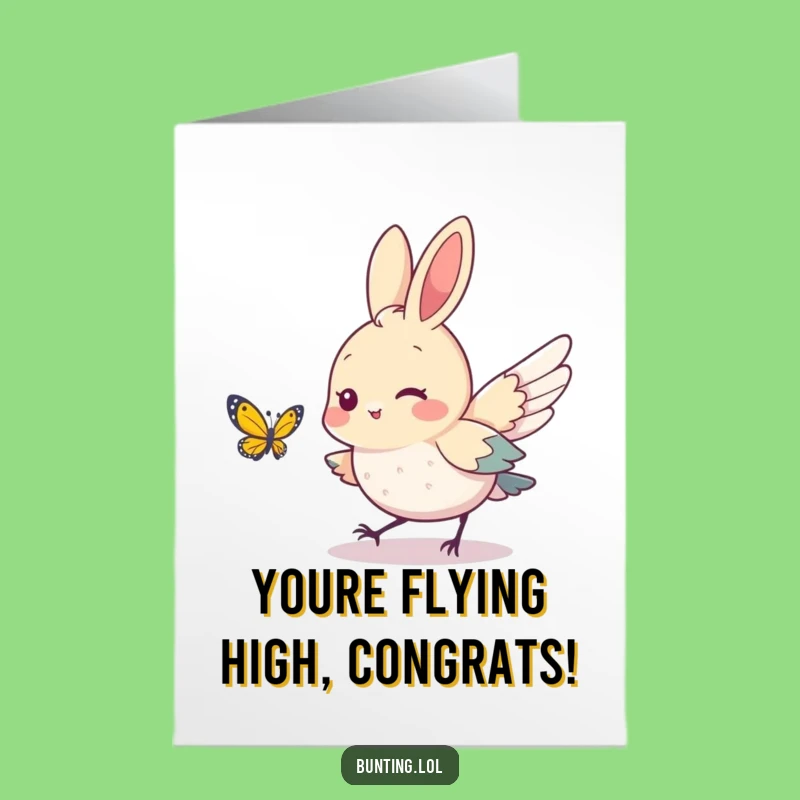 Free Printable Congratulations Card: Bunting's Joyful Chase, Downloadable & Funny