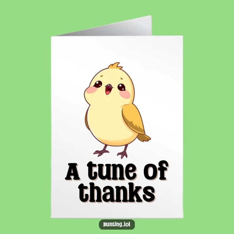 Free Printable Thank You Card: Bunting Bird Appreciating a Tune, Funny Downloadable Note