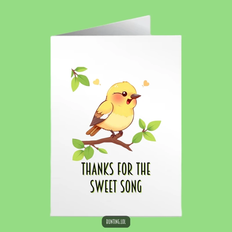 Free Printable Thank You Card: Bunting Bird's Tune for a Grateful Downloadable Gift