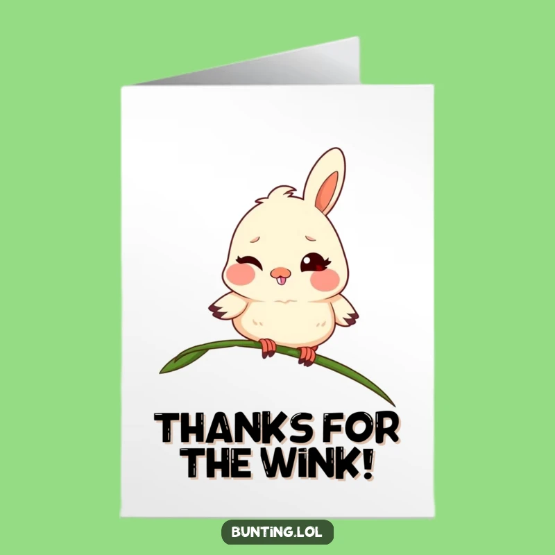 Free Printable Thank You Card: Bunting Wink Funny Downloadable Gift for Gratitude